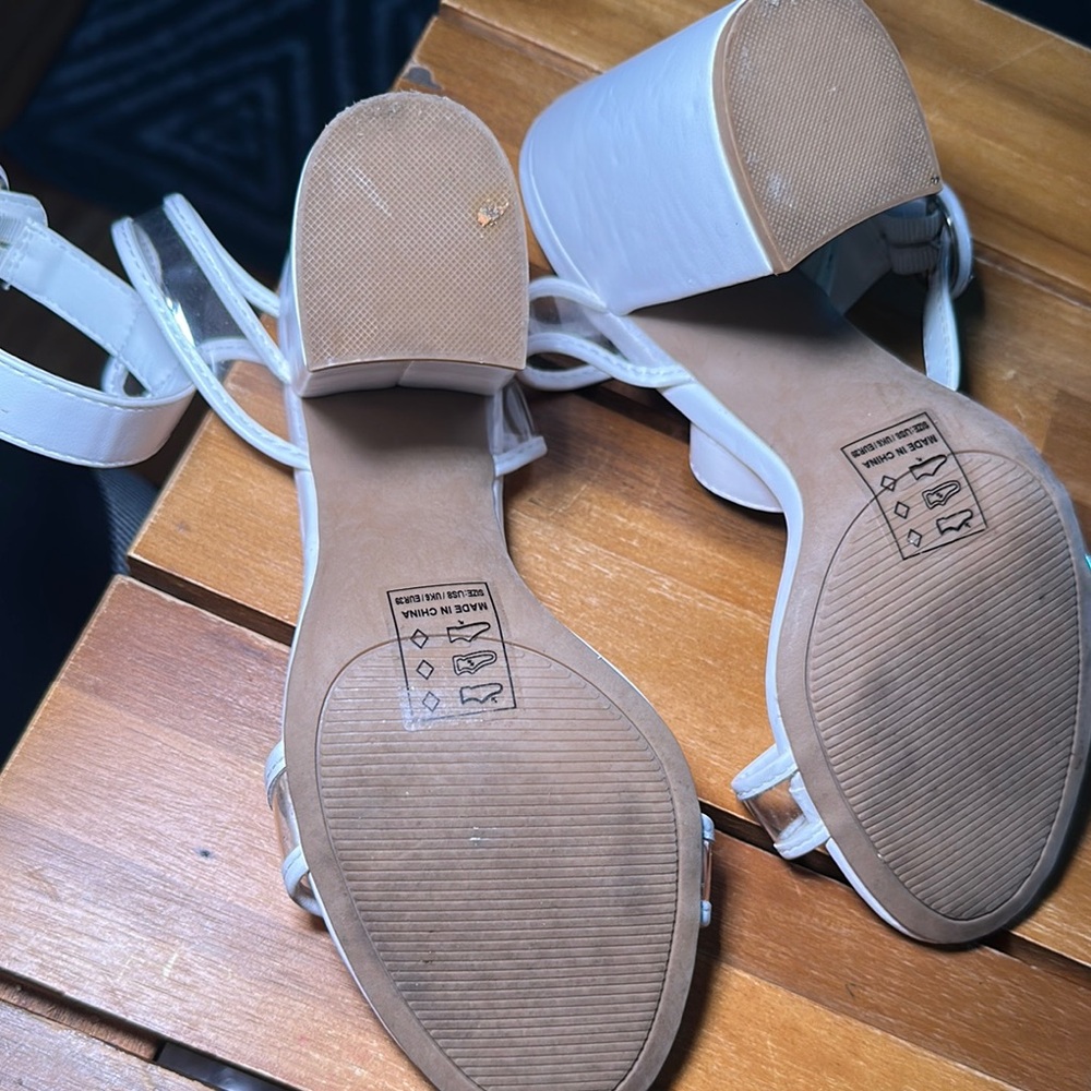White Strappy Block Heel Sandals - Picture 4 of 10